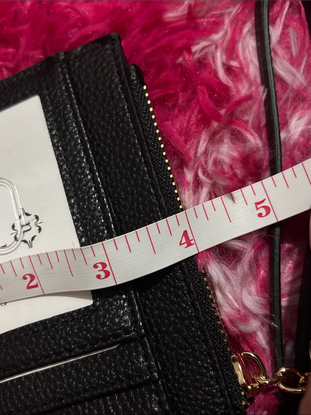 Nanette Lepore Black Pebbled Leather Wristlet Card Holder with Gold Logo nwt - Picture 7 of 7